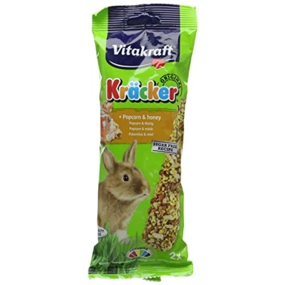 Image of Vitakraft Kracker Rabbit Small Animal Food Popcorn Honey, Pack of 5