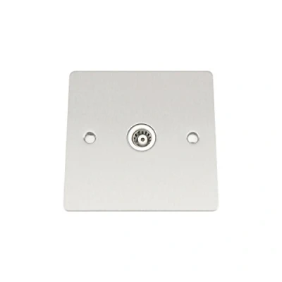 Image of TV Coaxial Aerial Socket Single 1 Gang Satin Matt Chrome Flat White Insert