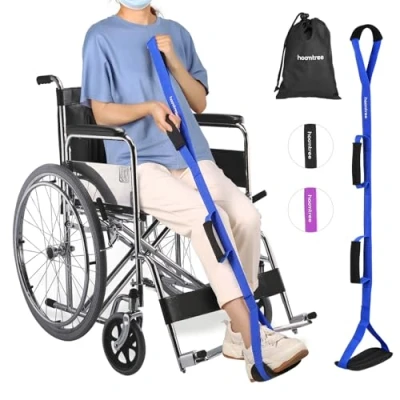 Image of 35 Inches Long Leg Lifter Strap with Padded Handgrips and Foot Loop,Rigid Hip&amp;Knee Replacement Surgery Recovery Kit,Foot Easily Get in Out of Bed,Car,Wheelchair