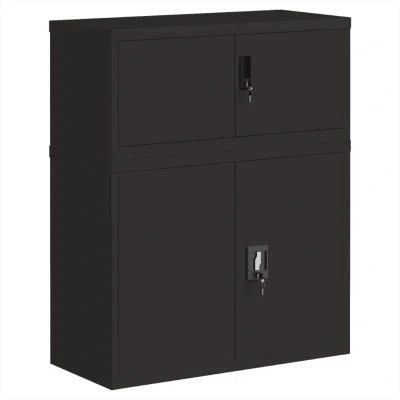 Image of vidaXL File Cabinet Black 90x40x110 cm Steel