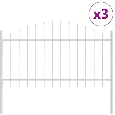 Image of vidaXL Garden Fence with Hoop Top White 5,1x1 m Steel