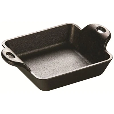 Image of Lodge 0.30 Liter / 10 Ounce Pre Seasoned Cast Iron Square Mini Server, Inoxidable, Black