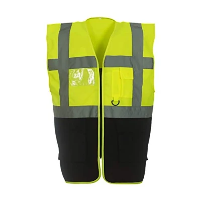 Image of Yoko Men&#039;s Yk002/Hvw801 Multi Functional Executive Hi Vis Waistcoat Yellow/Black, Medium