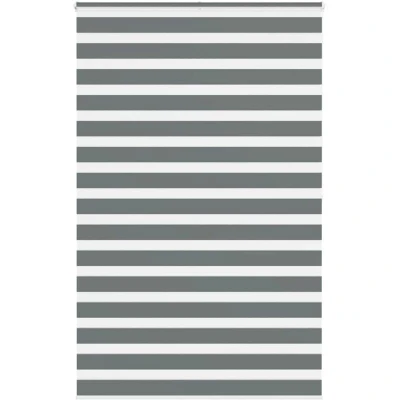 Image of vidaXL Zebra Blind Dark Grey 140x200 cm Fabric Width 135.9 Polyester