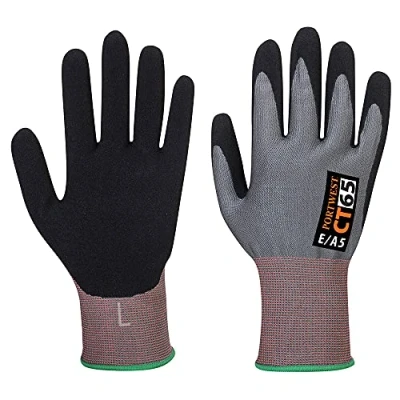 Image of Portwest CT VHR15 Nitrile Foam Cut Glove, Size: L, Colour: Grey/Black, CT65G8RL