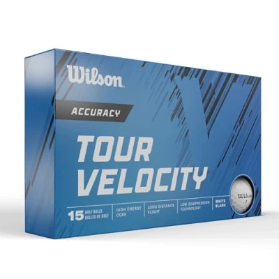 Image of Wilson golf balls, Tour Velocity Accuracy, ball for long shots, 15 rubber, white/blue