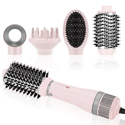 Image of 4 in 1 Hair Dryer Brush Set, PARWIN PRO BEAUTY Hot Air Styler with Attachments as Hairdryer, Brush, Diffuser, for Styling, Ionic Care Frizz Free, 1000 Watts, Pink