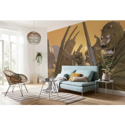 Image of Komar Star Wars Non Woven Photo Wallpaper Yellow Brown 500 x 250 cm Width 50