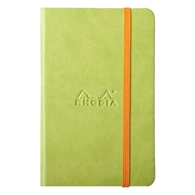 Image of RHODIA 118646C Anis Rigid Notebook A6 Lined 192 pages Ivory Clairefontaine Paper 90 g/m Bookmark, Elastic Closure Faux Leather Cover Rhodiarama Collection