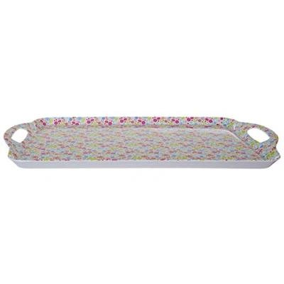Image of Premier Housewares Plastic Tray Multi colour Serving Trays With Handles Non Slip Food D30xW48xH2.5
