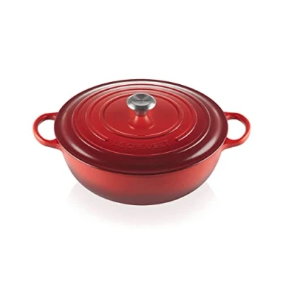 Image of Le Creuset Signature Enamelled Cast Iron La Marmite Casserole Dish With Lid, 32 cm, 6.9 Litres, Cerise, 21114320600430