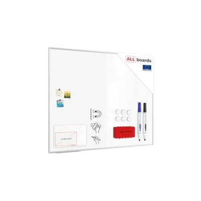 Image of ALLboards Magnetic Whiteboard 150x120cm with Silver Aluminium Frame Premium Expo, White Board Wipe Dry Erase Wall Mounted Office School Classroom Kids Noticeboard