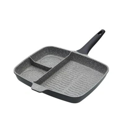 Image of Master Class Induction Aluminium 3 Section Grill Pan Marble Coating
