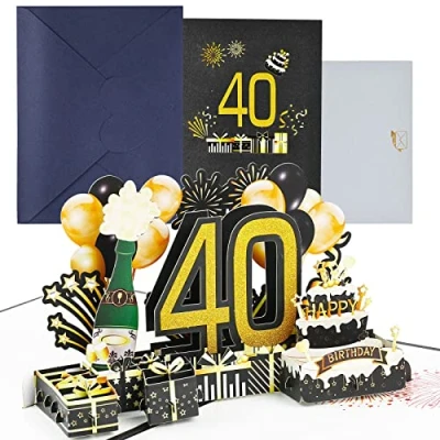 Image of Joyoldelf 40th Birthday Cards for Women, 3D Pop up Men, Greeting with Envelope Women Mothers Men Friends Romance Gift Card