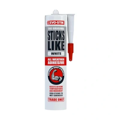 Image of EVO STIK Sticks Like Adhesive, All Weather, Extreme Temperature &amp; Movement Resistant, Colour: White, Size: 290ml