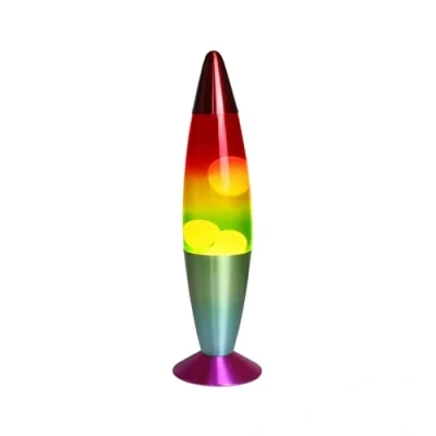 Image of ADEPTNA Premium Retro Neon Motion Magma Lamp Lightning Effect Sensitive Rocket Design Large 16 Inch (Rainbow)