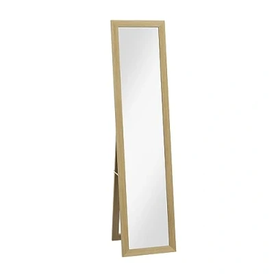 Image of HOMCOM Rustic Full Length Mirror, Hanging and Freestanding Floor Farmhouse Decorative Wall for Living Room, Bedroom, 157 cm, Natural