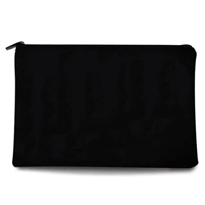 Image of 26 Letter Printed Zip Canvas Pouch Makeup Bag Make Up Bag, Cosmetic Travel Bag,Toiletry Bag,Organizer Bags,Toiletry Bags, Bride Bridesmaid Bag,Pencil Bag,Wash Bag,Coin Purse (Black)