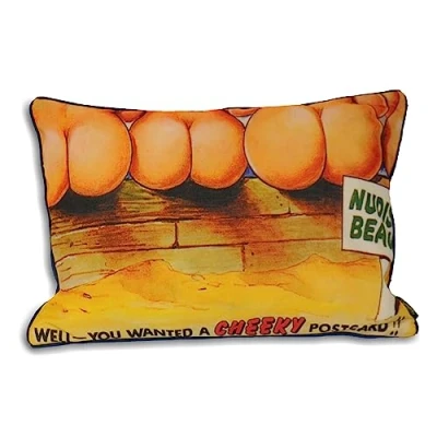 Image of Riva Home Bamforth Nudist Beach Cartoon Style Piped Feather Filled Cushion Cream One Size