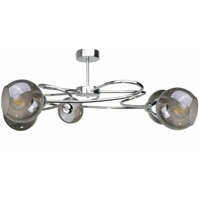 Image of Blom Multi Arm Semi Flush Ceiling Light Silver, 65cm, 5x E27