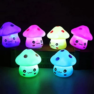 Image of Cute Night Light, 1PC Light Fantastic Vinyl Mushroom LED for Desk Decor Yellow