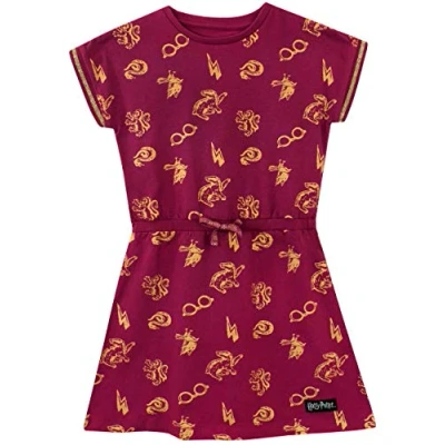Image of Harry Potter Dress 100% Cotton Girls Summer Hogwarts Girls’ Dresses Red Age 10 to 11 Years
