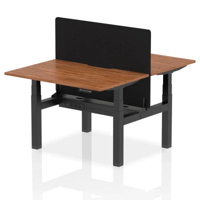 Image of Air B2B 1200x800 Adjustable 2P Bench Desk Scallop Walnut/Black +Screen