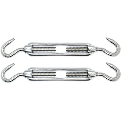 Image of M8 x 120mm Hook &amp; Turnbuckles Wire Tensioner Strainer Closed Threaded A4 Marine Grade Stainless Steel (Pack of 2)