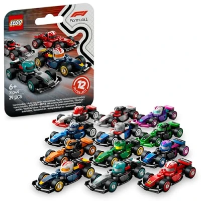 Image of LEGO F1 Collectible Race Cars Toys Get 1 of 12 Mini Car Models with Drivers Helmets &amp; Moving Wheels Formula Teams incl. Ferrari, Mercedes, McLaren, Red Bull Mystery Box 71049