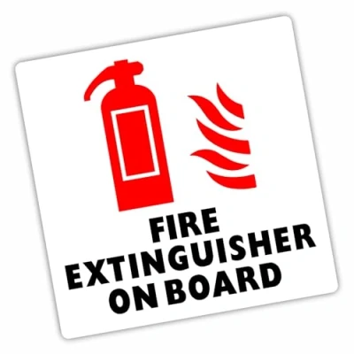Image of Platinum Place 1 x VH4 Fire Extinguisher On Board Sticker Vehicle Health and Safety Sign Car Bus Taxi Minicab Minibus Warning Notice Label Self Adhesive Vinyl EXTERNAL 100mm