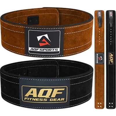 Image of AQF Leather Weight Lifting Belt IPL and USPA Approved Powerlifting Back Support 4 Wide x 10mm Thick Lever Buckle Cowhide Deadlifting Training Bodybuilding (Brown, 3XL)