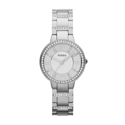 Image of Fossil Watch for Women Virginia, Quartz Movement, 30 mm Silver Stainless Steel Case with a Strap, ES3282