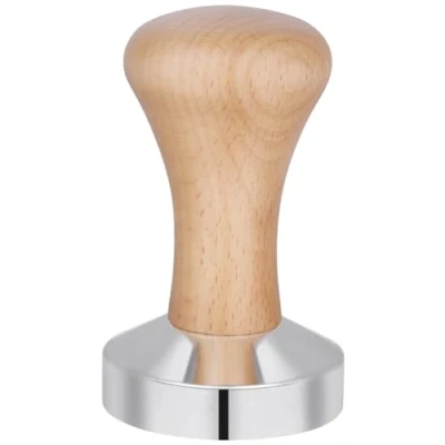 Image of Vicloon Coffee Tamper, Espresso Stainless Steel Wooden Tamper Shop Supplies Light Wood Color