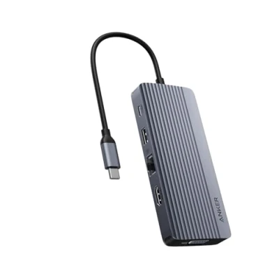 Image of Anker USB C Hub, Dual Display Hub (10 in 1), 4K@30Hz HDMI Display, 1080p VGA with 100W Max Power Delivery, 5 Gbps and A Data Ports, For MacBook, Lenovo, Dell XPS, HP Laptops, More