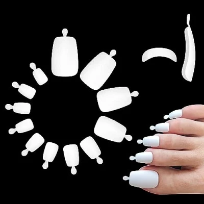 Image of NOVO OVO 504 pcs Long Toe Nail Tips Press on, Curved Full Cover Longtoes Claw, White Double Matte Fake Extension for Pedicure Acrylic, Tapered Square Soft Gel False Toenails x 12 Sizes in Bag