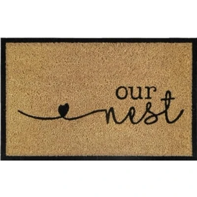Image of Natural Coir 60cm x 40cm heavy duty doormats with rubber base funny message (our nest)
