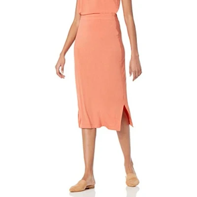 Image of Amazon Essentials Women&#039;s Pull on Knit Midi Skirt (Available in Plus Sizes), Rust Orange, XL