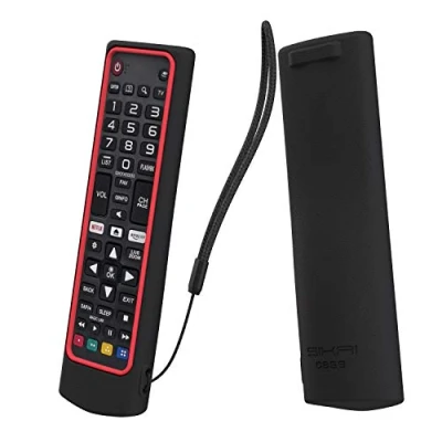 Image of Protective LG Remote Case Compatible with AKB73715601/AKB75095308/AKB74915324/AKB75095307, Shockproof Anti Scratch Silicone Cover, Fit Like a Glove (Black Red)