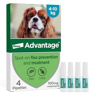 Image of Advantage Spot On Flea Treatment 100 Medium Dogs 4 10kg, pipettes