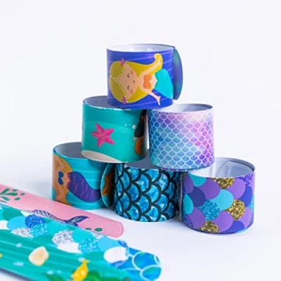 Image of Toyseum 30 x Mermaid Slap Bands, Fillers for Girls Party Bags, Favours Kids Under the Sea Themed Parties, Multi Pack Snap of