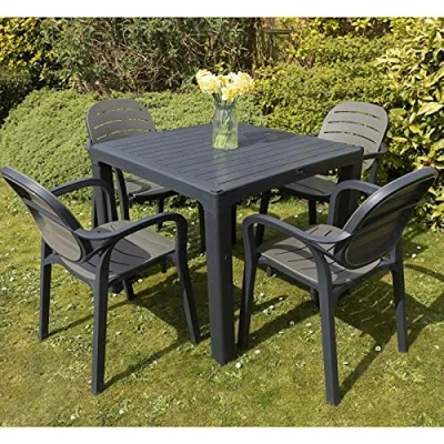 Image of 5Pcs Garden Patio Outdoor Furniture Set 4 Chairs Table Coffee Bistro Grey NEW UK