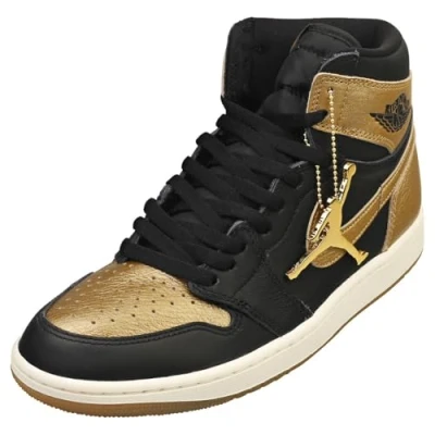 Image of Air Jordan 1 Retro High OG Yellow Ochre (DZ5485 071, Black/Sail/Metallic Gold), Gold, 8.5 UK