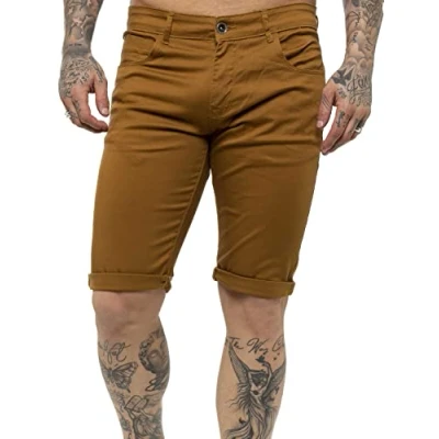 Image of BRAND KRUZE Mens Slim Fit Stretch Casual Cotton Chino Shorts Summer Smart Work Half Pants KZS104 TAN 40