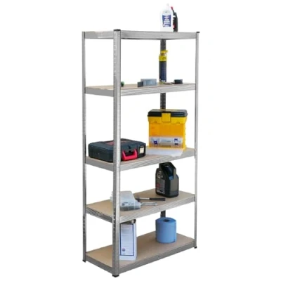 Image of KCT 5 Tier Garage Metal Shelving Unit Rack Galvanised Sturdy Utility Racking Storage Shelf Solutions for Home, Garden, Shed or Workshop