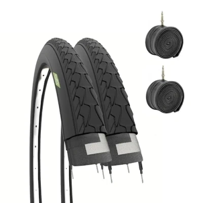 Image of 2 Gravel Tyres 700 x 35 + Folding Tyre Chambers Adult Bike Trekking Cyclocross Off Road