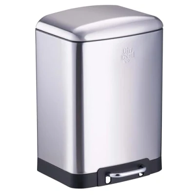 Image of Dirt Devil Pedal Bin 12 L Kitchen Waste with Soft Close Stainless Steel Removable Inner Bucket Rubbish 27.5 x 25.5 40.2 cm Silver