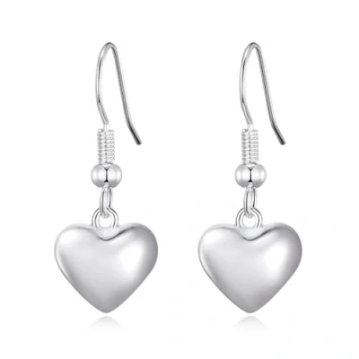 Image of Philip Jones Sterling Silver Puffed Heart Drop Earrings