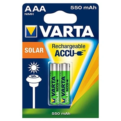 Image of VARTA Batteries AAA, rechargeable, pack of 2, Recharge Accu Solar, Akku, 550 mAh Ni MH, ready to use, designed for solar garden lights