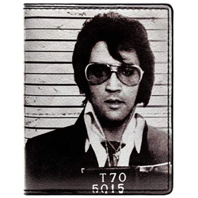 Image of Elvis Presley The King of Rock &amp; Roll Mug Shot Wallet Bi Fold ID Card Holder, Multicolor
