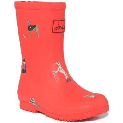 Image of Joules Girl&#039;s Roll Up Welly Rain Boot, Pink Hiking Dogs, 9 UK Child